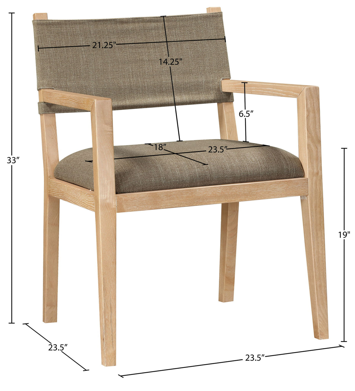 Avon - Linen Textured Performance Fabric Upholstered Dining Arm Chair