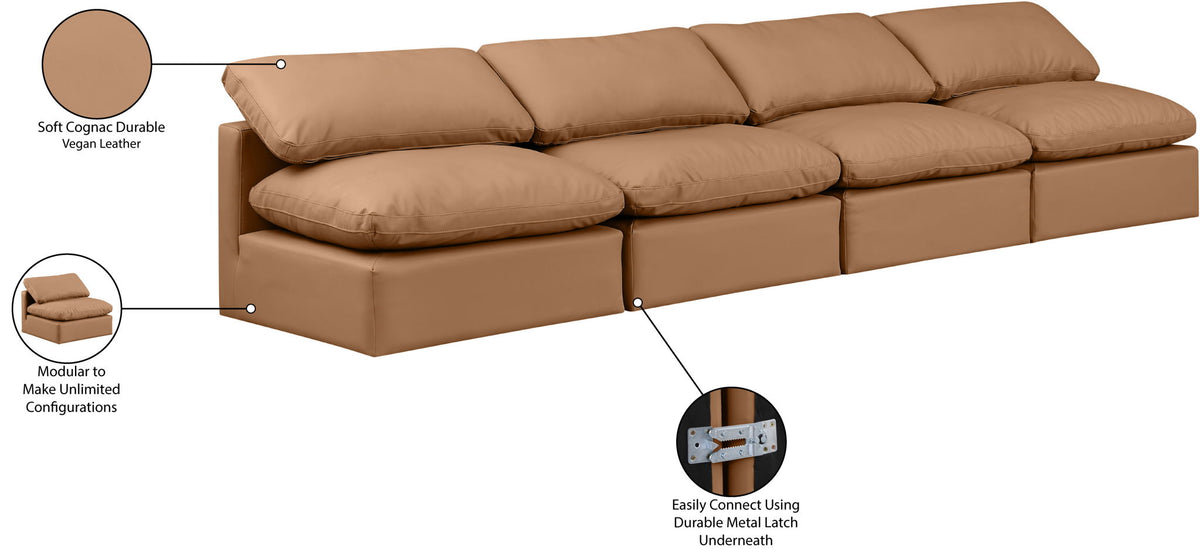 Indulge - Faux Leather 4 Seat Modular Armless Sofa