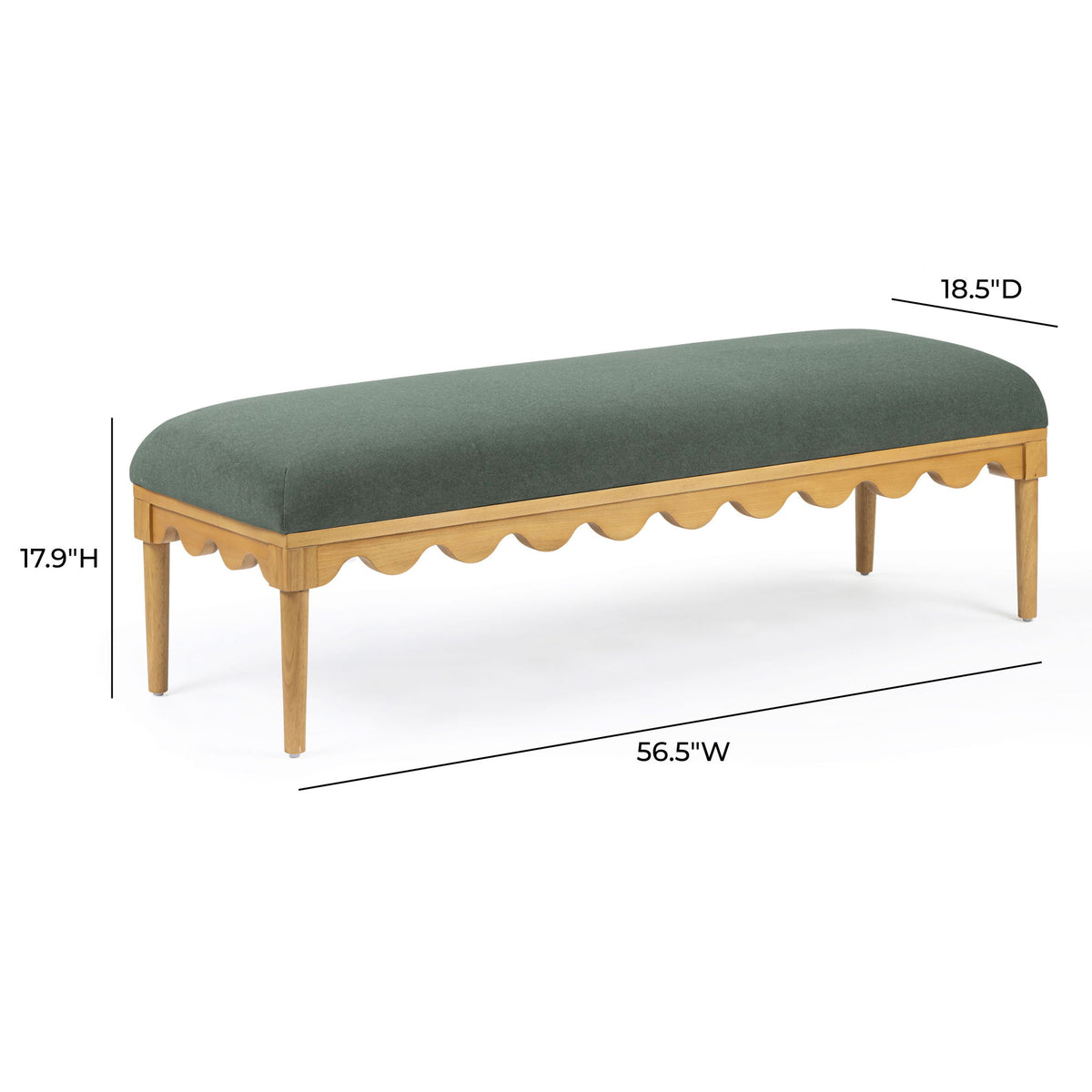 Oodle - Vegan Mohair Bench, Natural Ash Legs