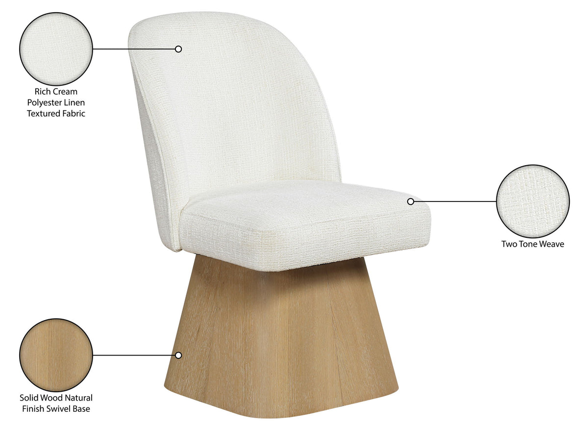 Marlowe - Linen Textured Fabric Upholstered Swivel Dining Side Chair - Stained Natural