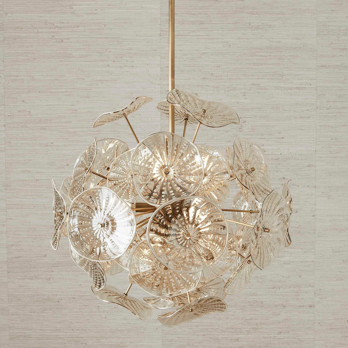 Champagne Lily Pads - Pendant - Light Antique Brass