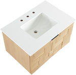 Leonardo - Engineered Stone And Solid Wood 24" Wall Mounted Bathroom Vanity