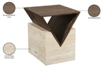 Opus - Travertine And Mango Wood End Table - Brown / Beige