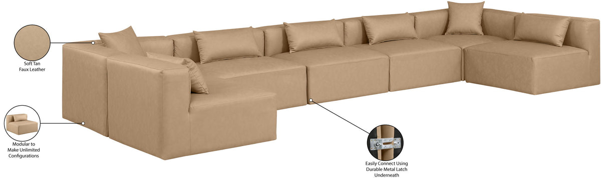 Cube - 7 Piece Modular U-Shaped Sectional - Tan