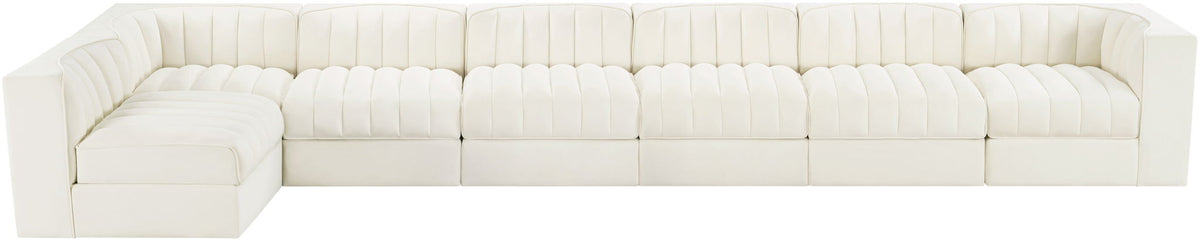 Rummi - Velvet Performance Fabric Upholstered 7 Piece Modular Sectional, L-Shaped (Right)