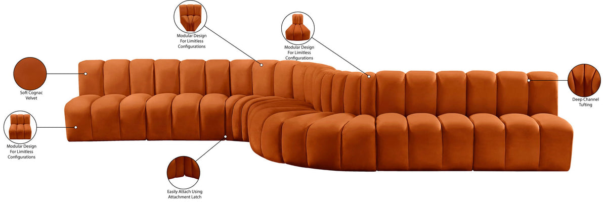 Arc - Velvet 8 Piece Curved Modular Sofa