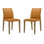 Velena - Full Back Top Grain Leather Upholstered Wood Dining Chairs (Set of 2) - Orange