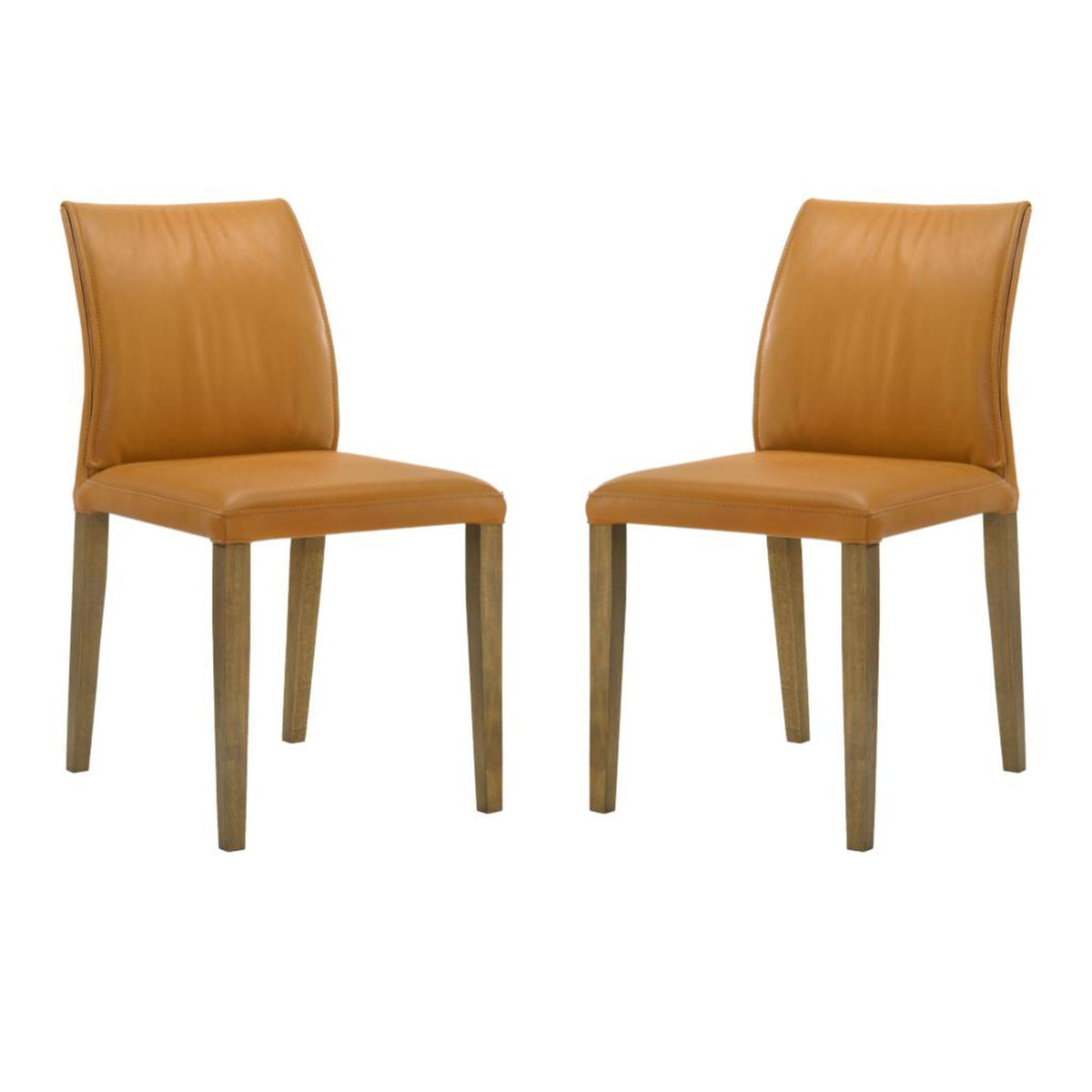 Velena - Full Back Top Grain Leather Upholstered Wood Dining Chairs (Set of 2) - Orange