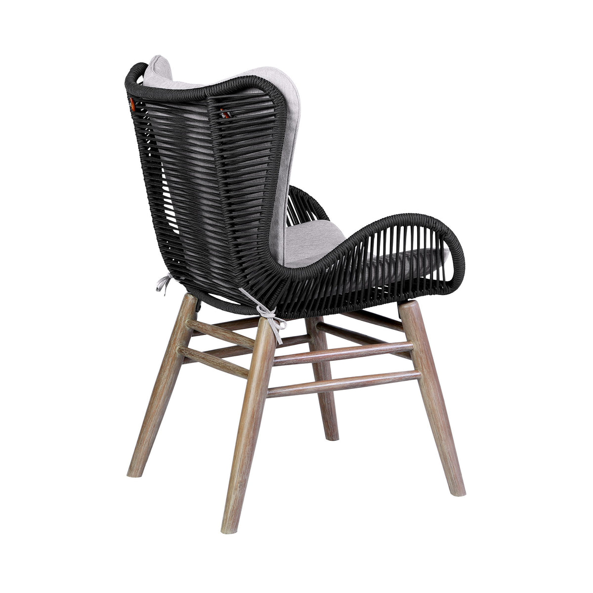Fanny - Outdoor Patio Dining Chair - Light Eucalyptus Wood And Charcoal Rope