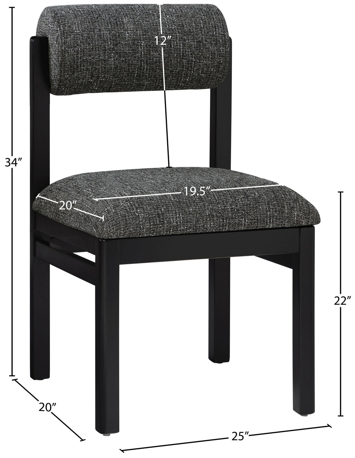 Roundhill - Fabric Dining Chair (Set of 2) - Black Frame