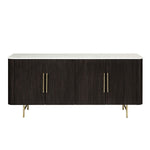 Clayten - Server - White Natural Marble Top & Espresso