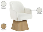 Marlowe - Linen Textured Fabric Upholstered Swivel Dining Arm Chair - Stained Natural