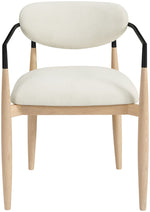 Riccio - Performance Fabric Upholstered Dining Arm Chair (Set of 2) With Light Brown Legs - Cream