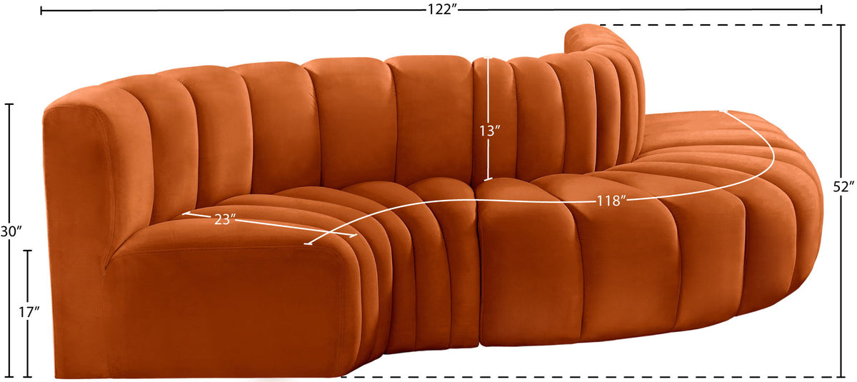 Arc - Velvet 5 Piece Modular Sofa