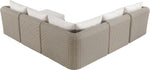 Seacrest - Olefin Water Resistant Fabric And Wicker 6 Piece Outdoor Patio Modular Sectional