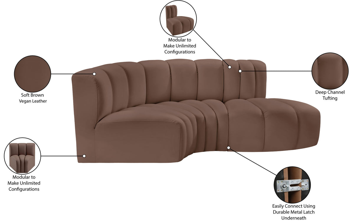 Arc - Faux Leather 3 Piece Modular L-Shaped Sofa