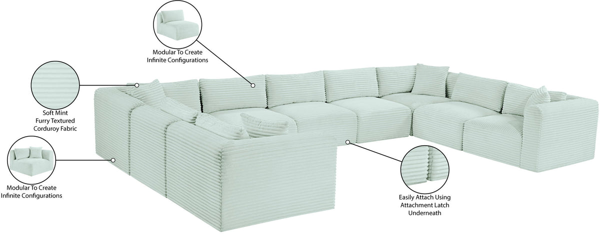 Shaggy - 9 Piece Modular U-Shaped Sectional