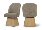 Marlowe - Linen Textured Fabric Upholstered Swivel Dining Side Chair - Stained Natural