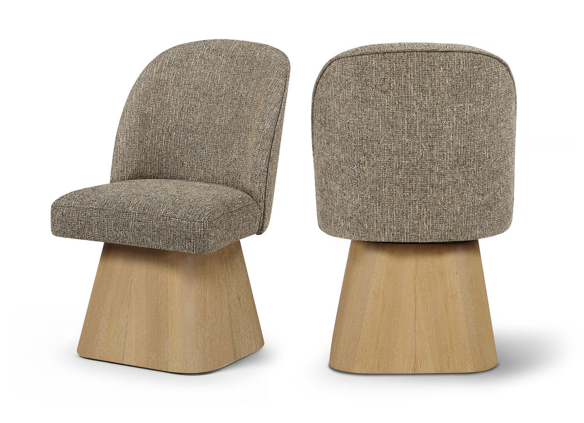 Marlowe - Linen Textured Fabric Upholstered Swivel Dining Side Chair - Stained Natural