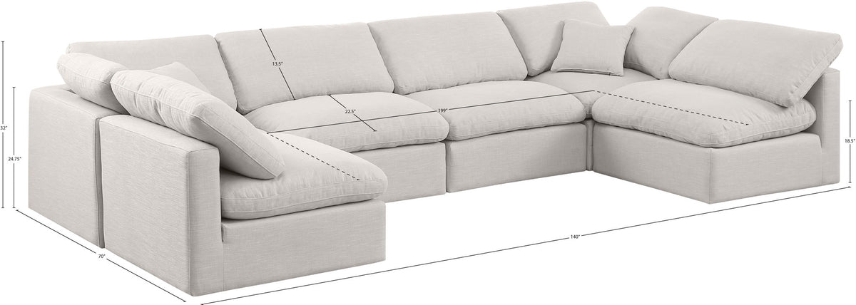 Indulge - Linen 6 Piece Modular U-Shaped Sectional