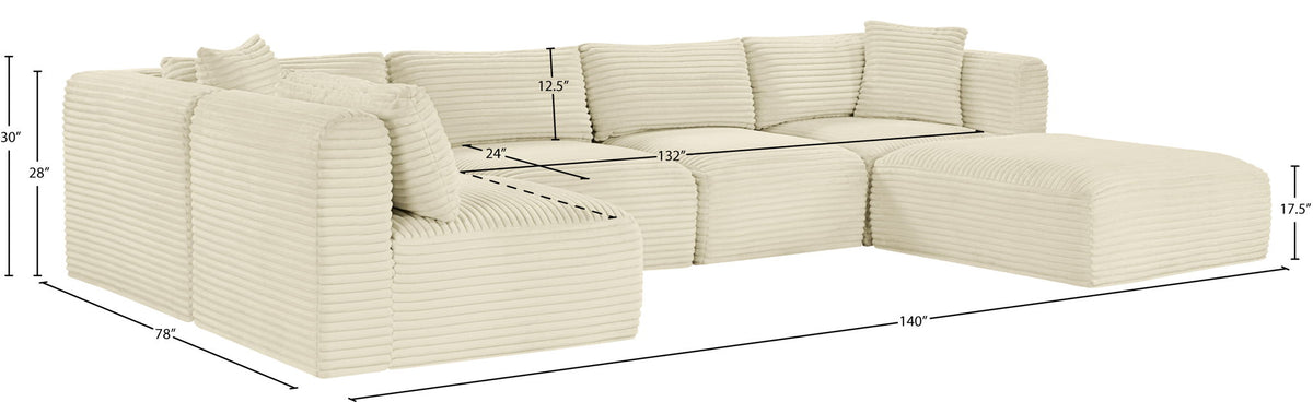 Shaggy - 6 Piece Modular U-Shaped Sectional