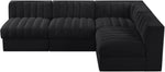 Rummi - Armless Velvet Performance Fabric Upholstered 4 Piece Modular Sectional