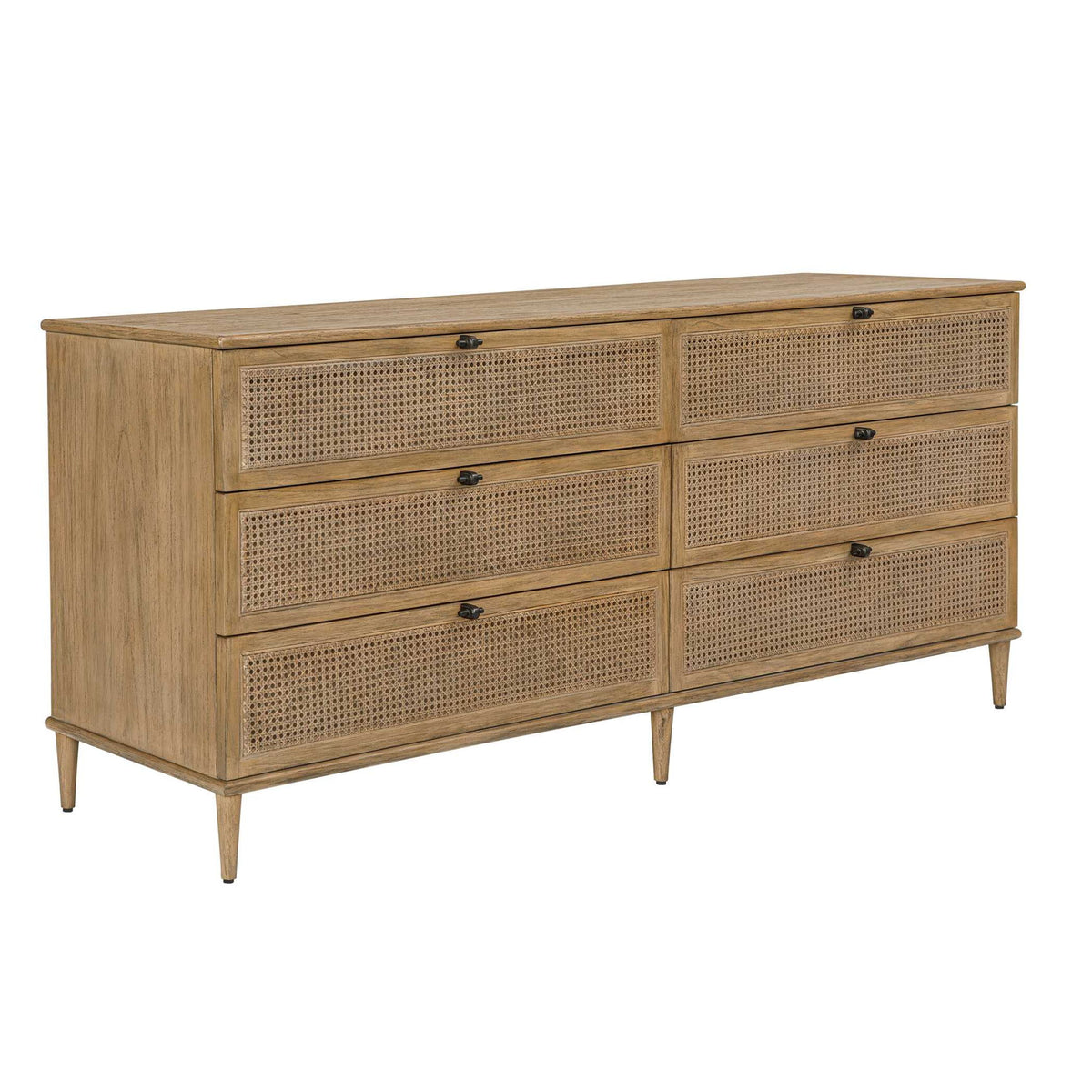 Coast - 6 Drawer Rattan Chest - Woodtone