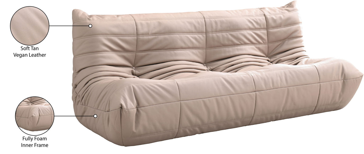 Relax - Vegan Leather 77.75" Upholstered Sofa - Tan