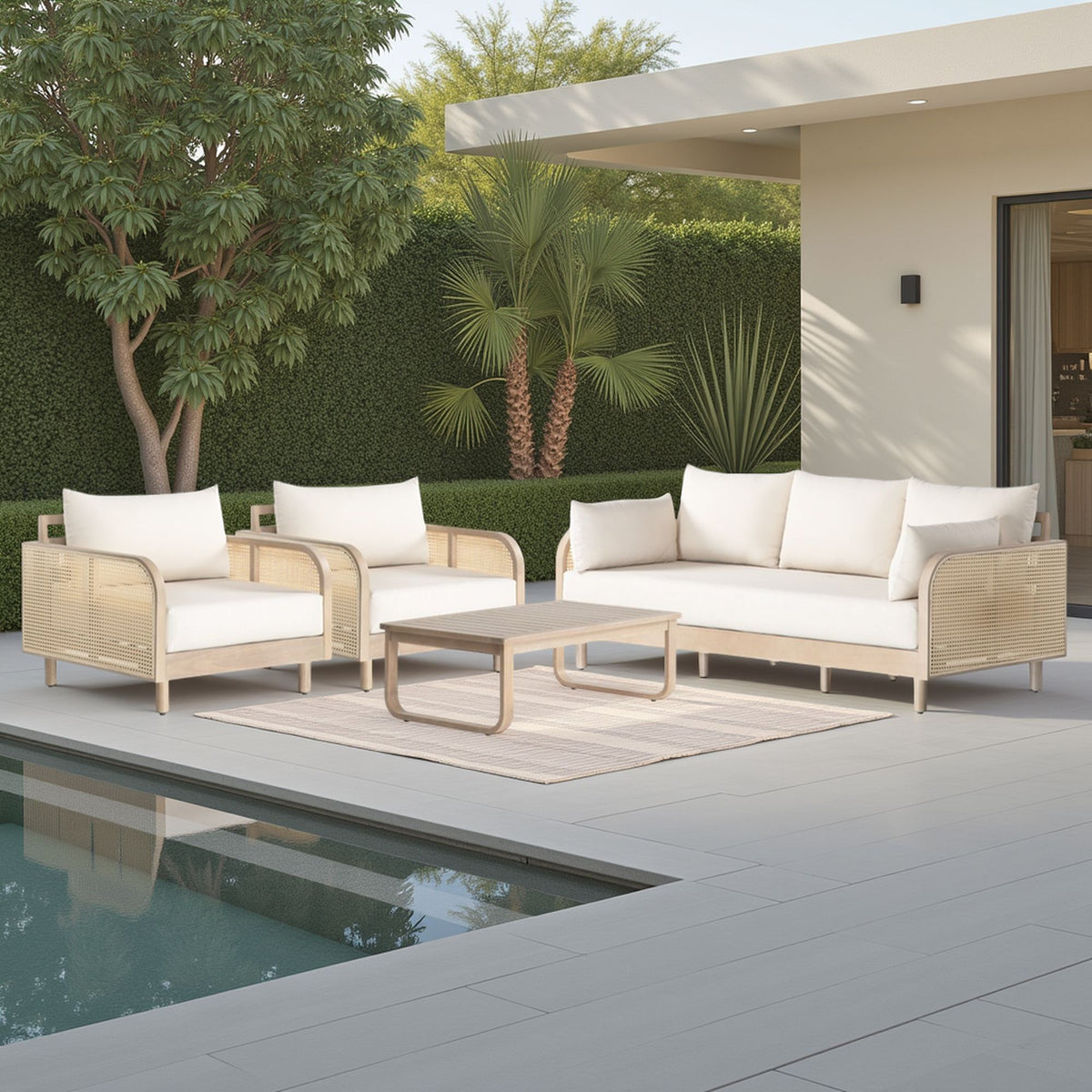 Wavefront - 4-Piece Outdoor Conversation Set With Cushions