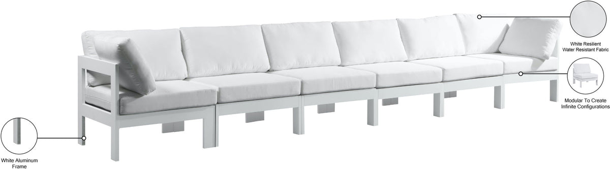 Nizuc - Outdoor Patio 6 Seat Modular Sofa With White Frame