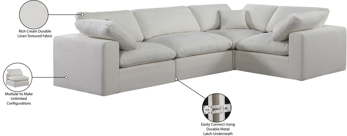Comfy - 4 Piece Linen Fabric Modular Sectional