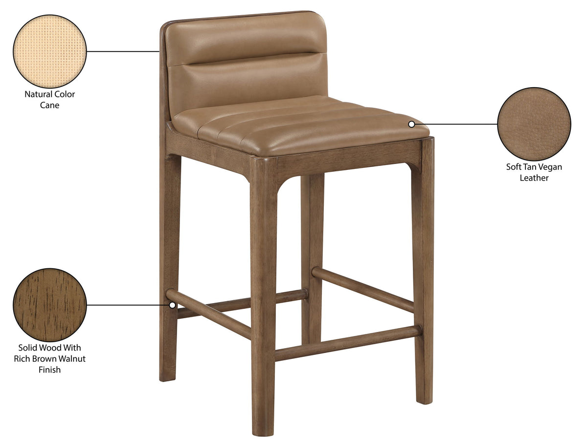 Ellis - Vegan Leather Upholstered Counter Stool (Set of 2) - Tan