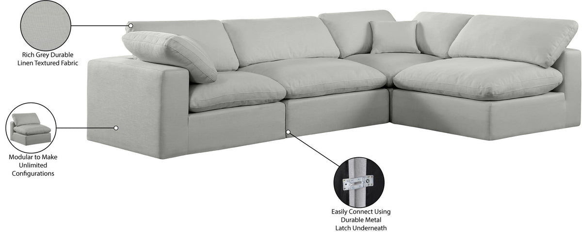 Comfy - 4 Piece Linen Fabric Modular Armless Sectional