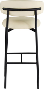 Lupita - Vegan Leather Upholstered Bar Stool (Set of 2) - Cream / Matte Black