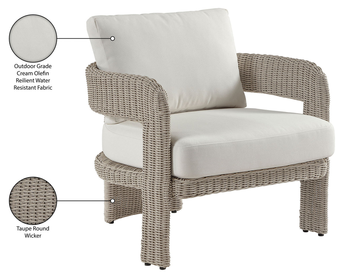 Sandbay - Olefin Water Resistant Fabric And Wicker Outdoor Patio Accent Chair