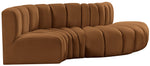 Arc - Velvet 4 Piece L-Shaped Modular Sofa - Saddle