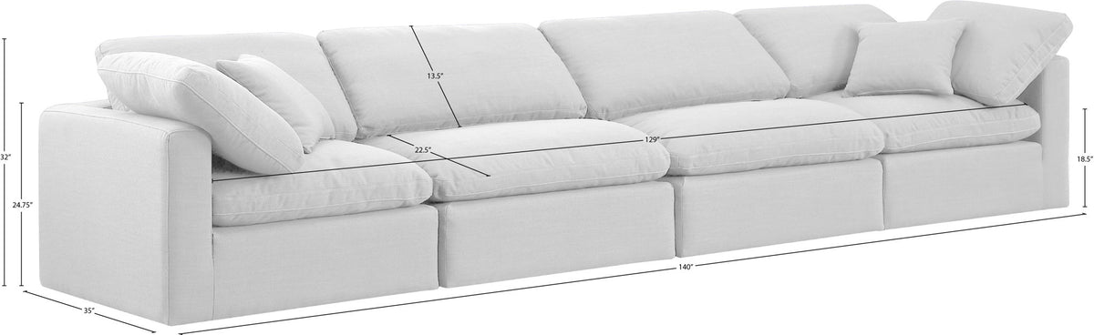 Indulge - Linen 4 Piece Modular Sofa - White
