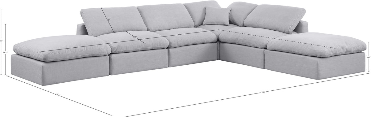 Indulge - Linen 6 Piece Modular Armless Sectional