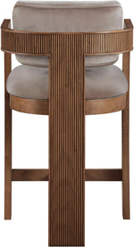 Sacha - Velvet Stool With Brown Base