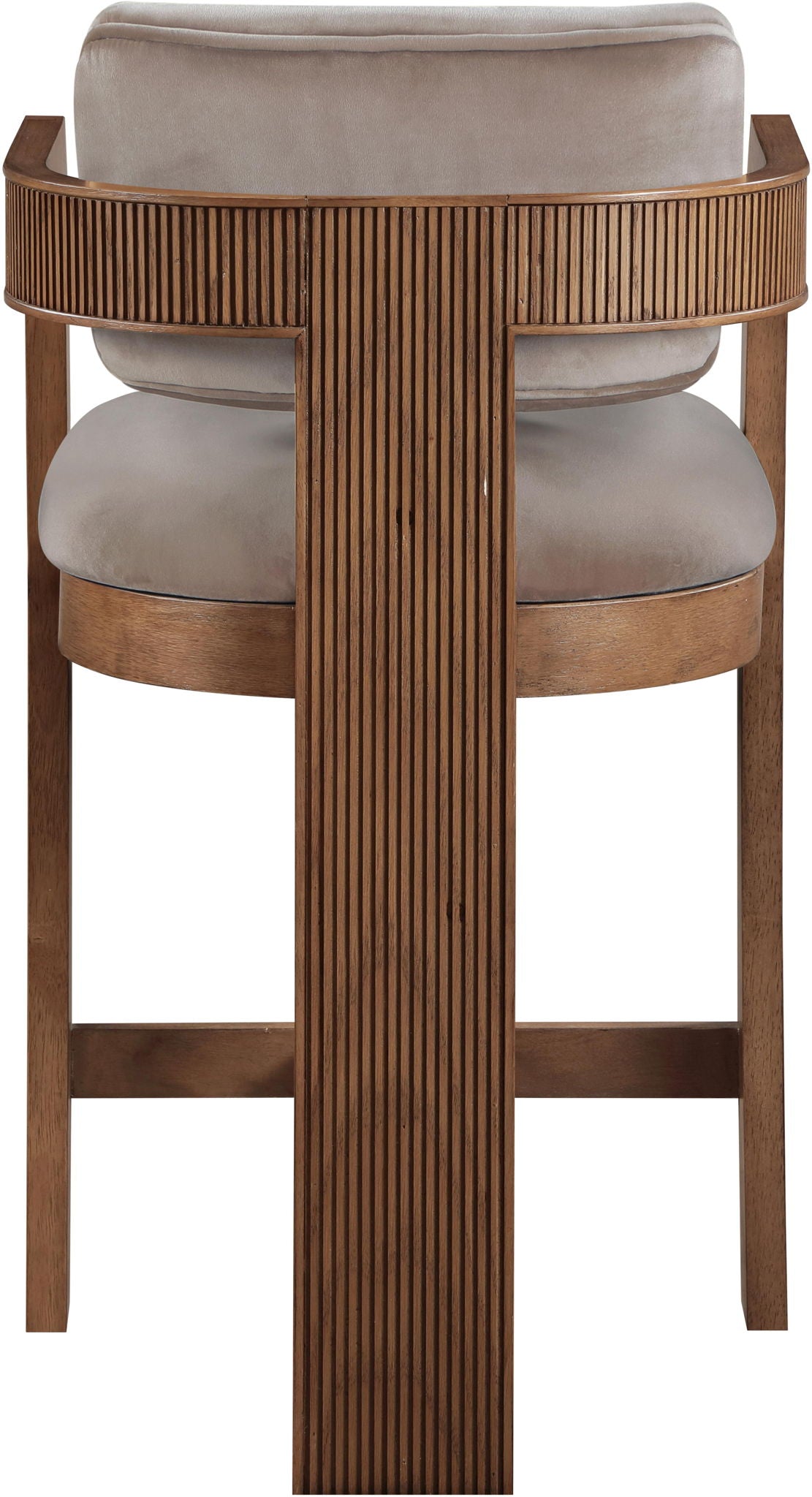 Sacha - Velvet Stool With Brown Base