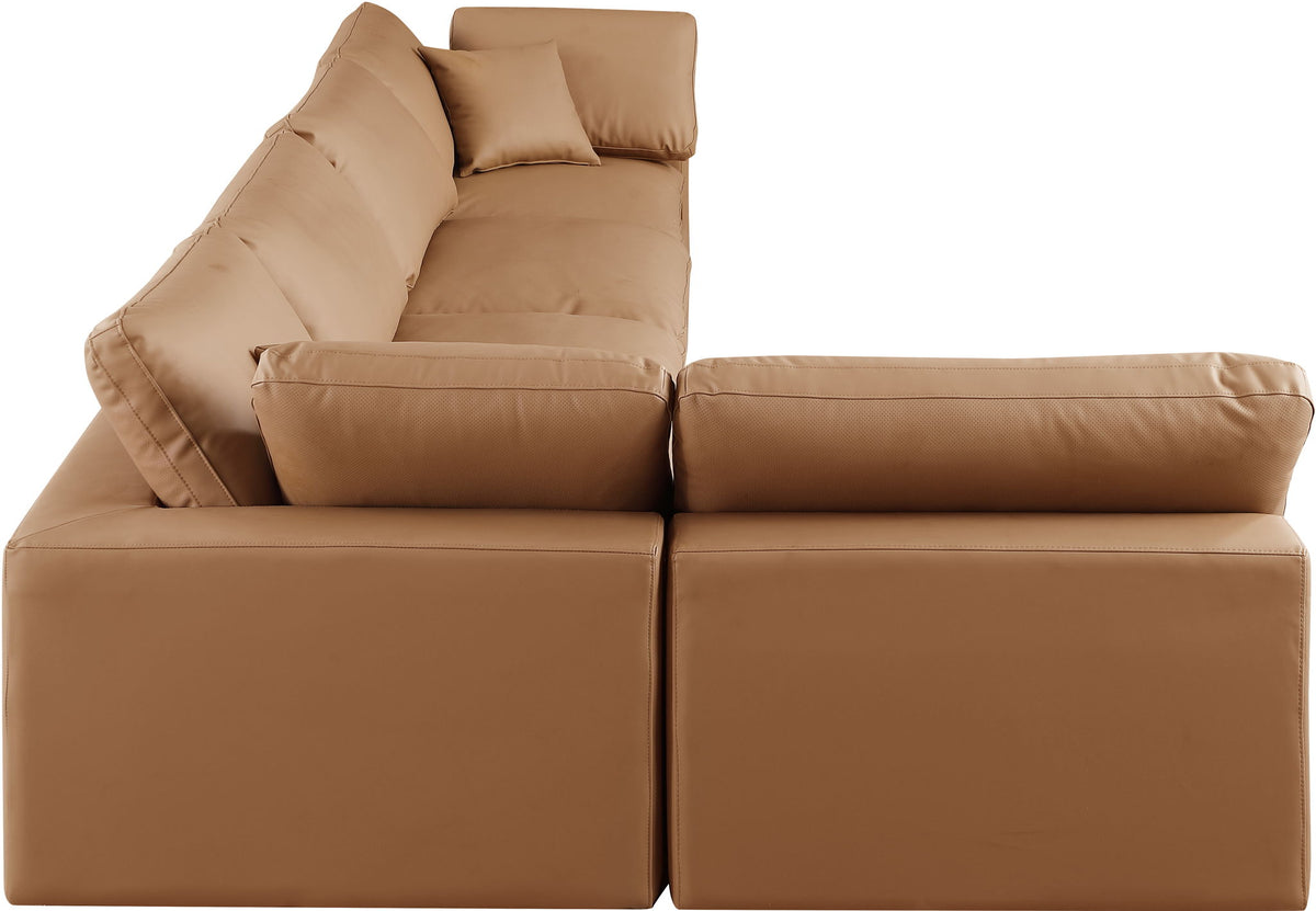 Comfy - 5 Piece Faux Leather Modular Sectional