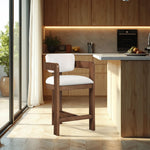 Sacha - Velvet Stool With Brown Base