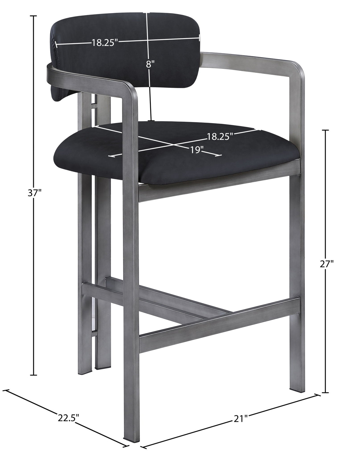 Aurum - Vegan Leather Upholstered Counter Stool With Gray Base