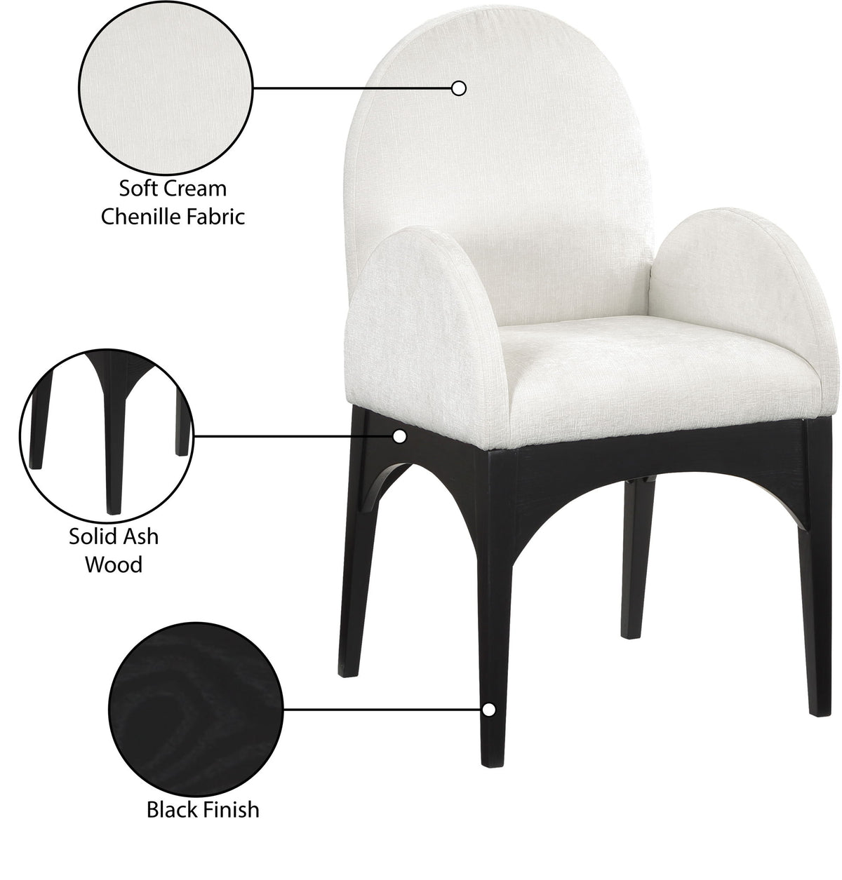 Waldorf - Chenille Dining Arm Chair With Black Legs