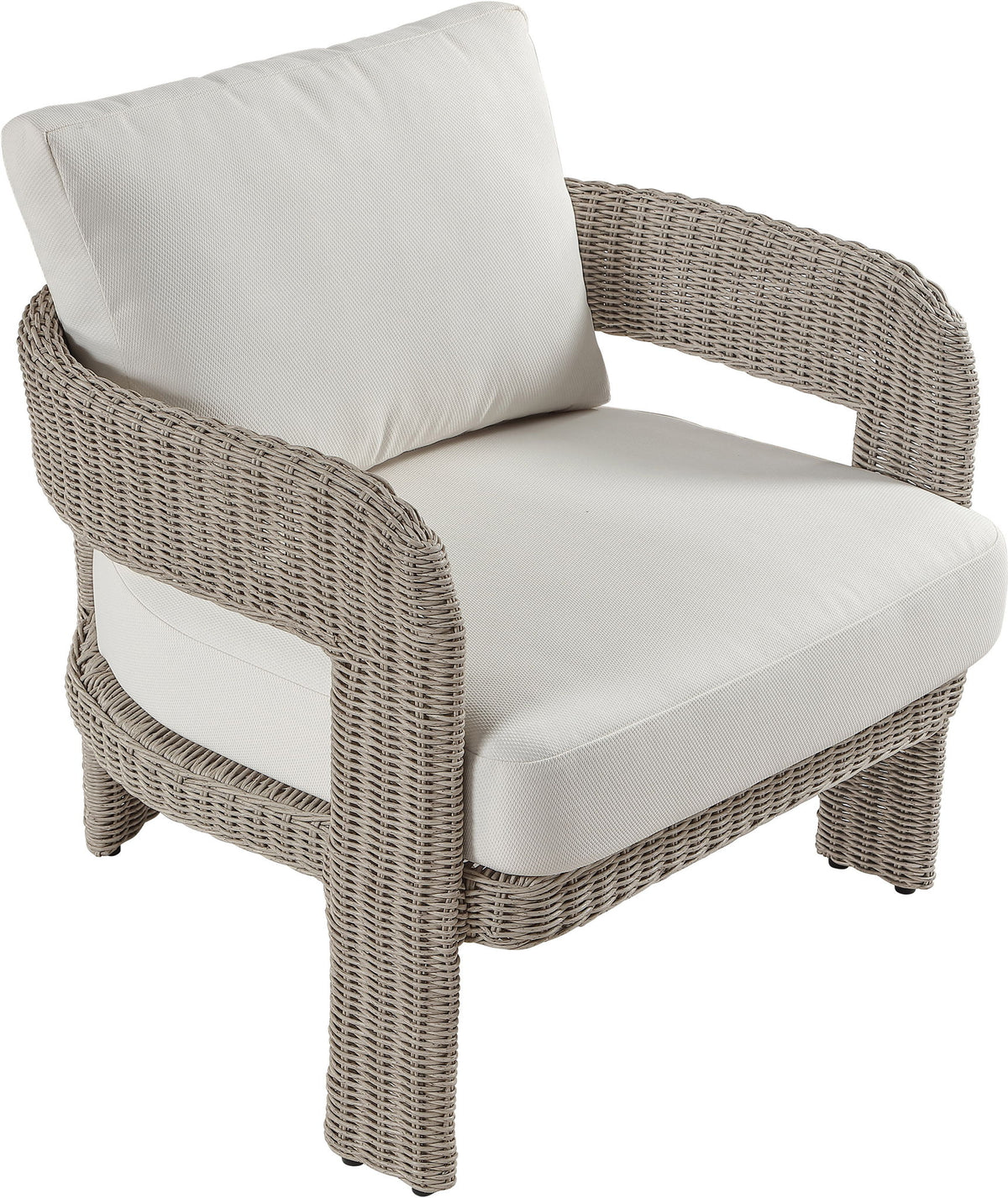 Sandbay - Olefin Water Resistant Fabric And Wicker Outdoor Patio Accent Chair
