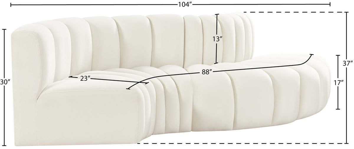 Arc - Velvet 4 Piece L-Shaped Modular Sofa