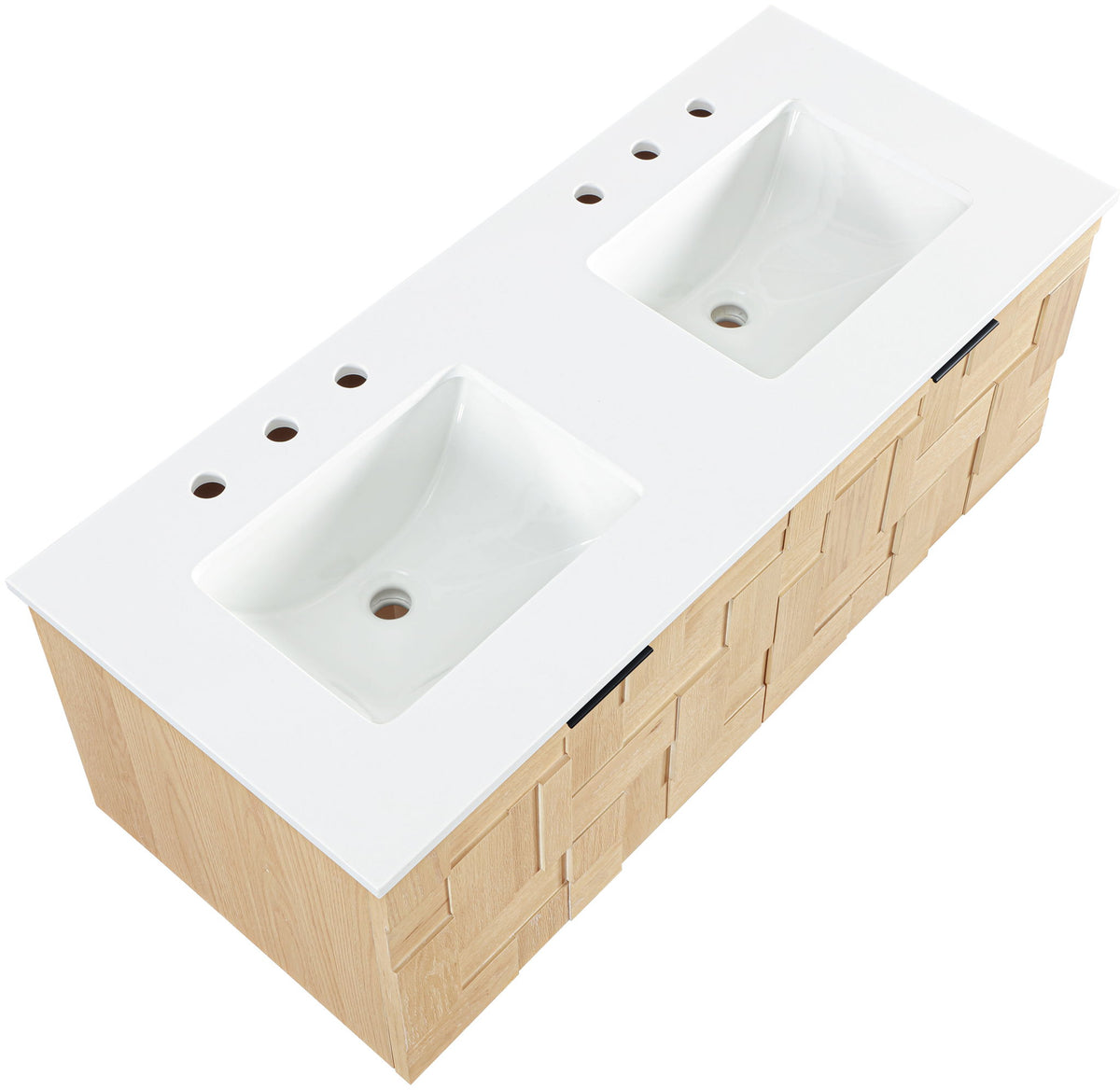 Leonardo - Engineered Stone And Solid Wood 24" Wall Mounted Bathroom Vanity