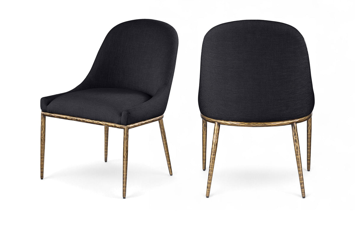 Ferro - Upholstered Dining Side Chair With Brushed Gold Legs