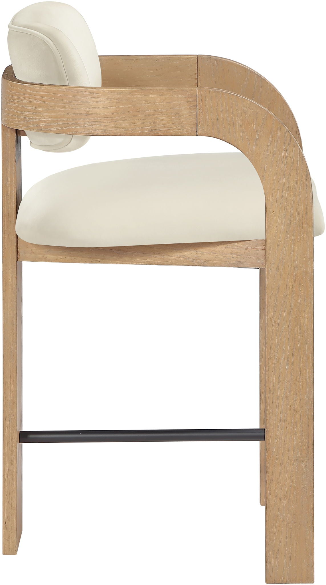 Cedra - Velvet Performance Fabric Upholstered Counter Stool - Natural Frame