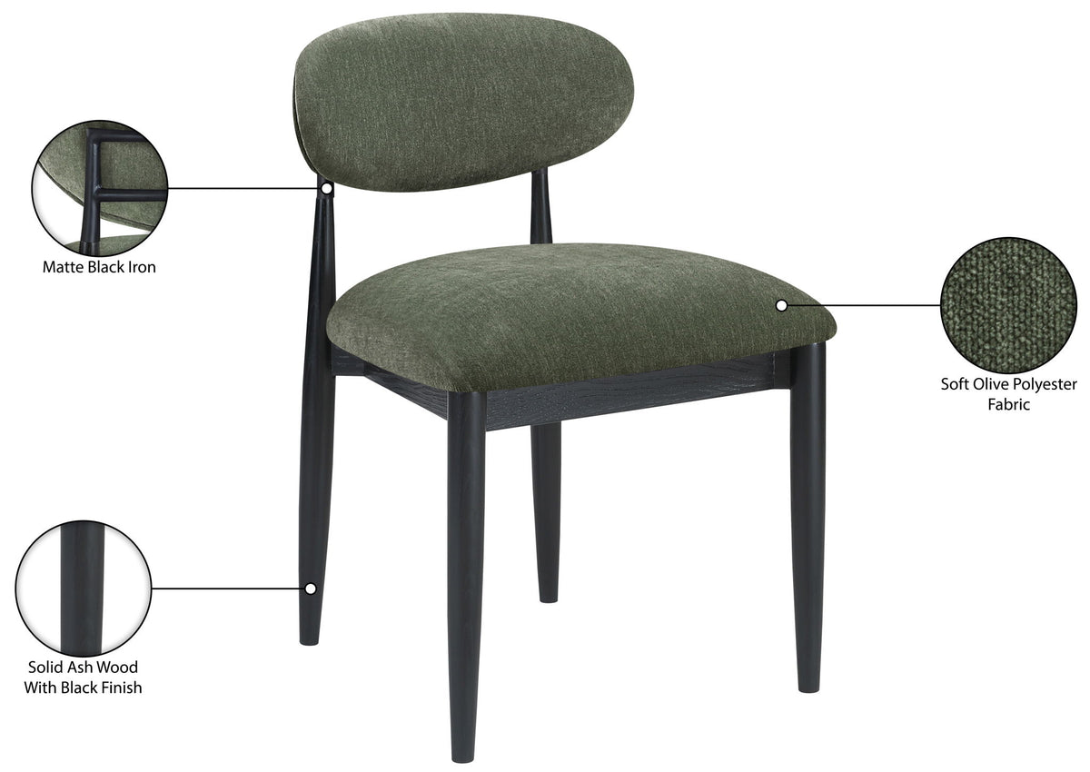 Riccio - Fabric Dining Side Chair (Set of 2) - Black Frame